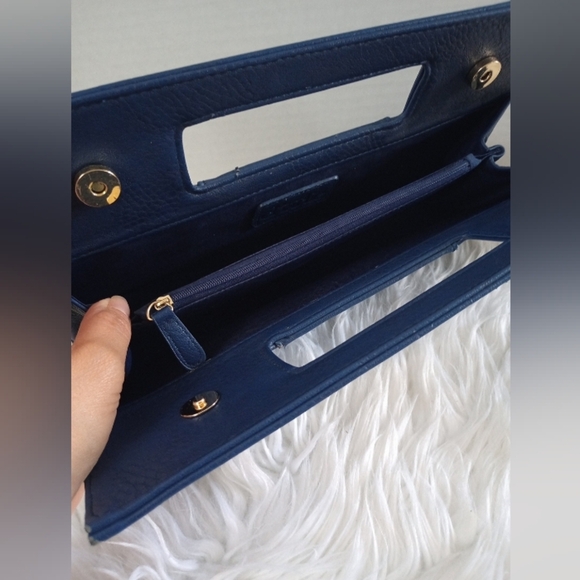 Charming Charlie Snap Closure Blue Faux Leather Clutch Purse - Picture 4 of 14